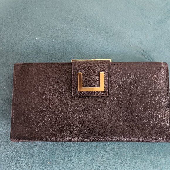 PIERRE CARDIN ~ VINTAGE Women's Black Leather Wallet ~ Kiss Lock ~ EUC ~ RARE - Picture 1 of 4